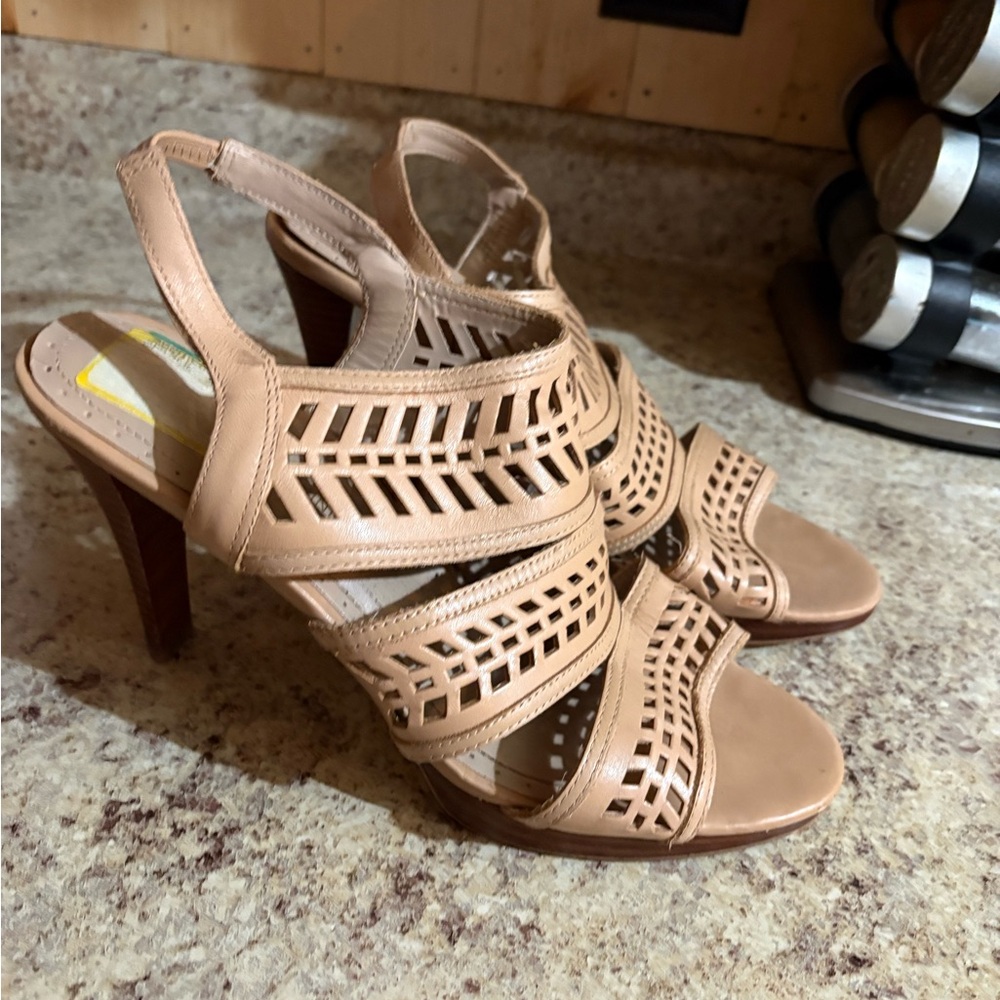 Adrienne Vittadini Tan Strappy Heels
